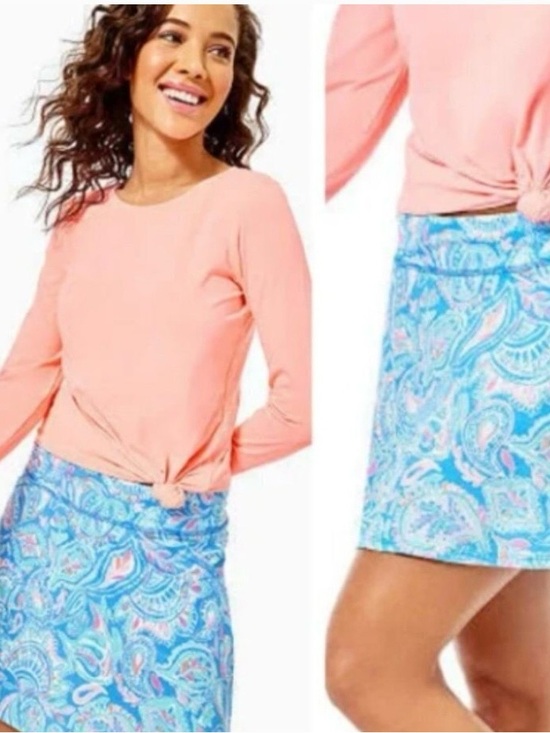 Lilly Pulitzer Pants - Lilly Pulitzer Darlene Skort Fish Kiss Zanzibar Blue Sz 14 Luxletic UPF 50
